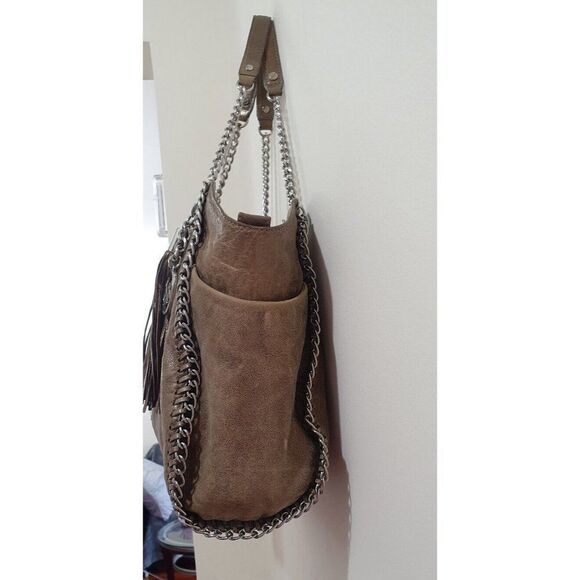 Michael Kors Handbag Women L Chelsea Metallic Tan Whipstitch Tassel Shoulder Bag - Picture 7 of 15